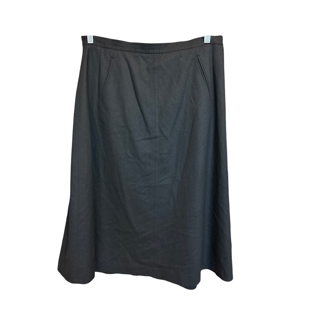 Talbots | Black 99% Wool 1% Lycra A Line Midi Skirt | 14
